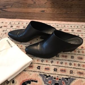 Vince Black Leather Mules